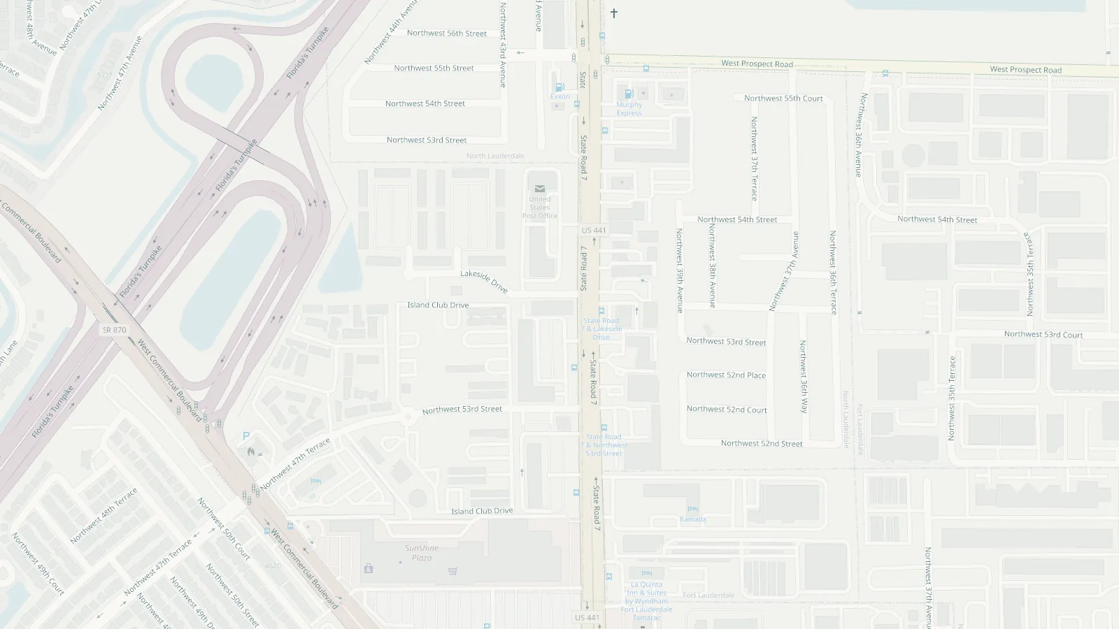 Map showing May Art Nails & Spa at 5361 N State Rd 7, Tamarac, FL