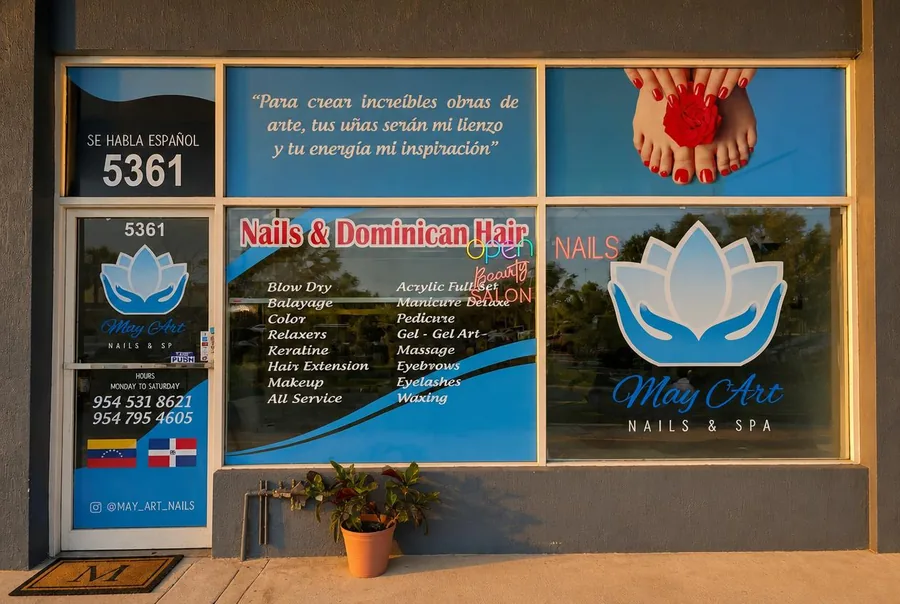 May Art Nails & Spa storefront in Commercial Plaza on State Road 7, Tamarac